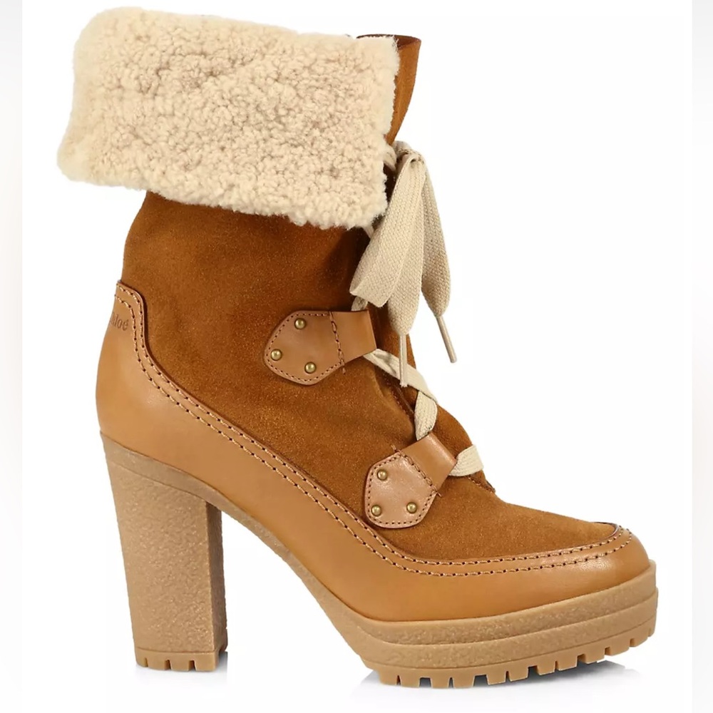 See by Chloé Verena Shearling High Block Heel Booties - Picture 10 of 16